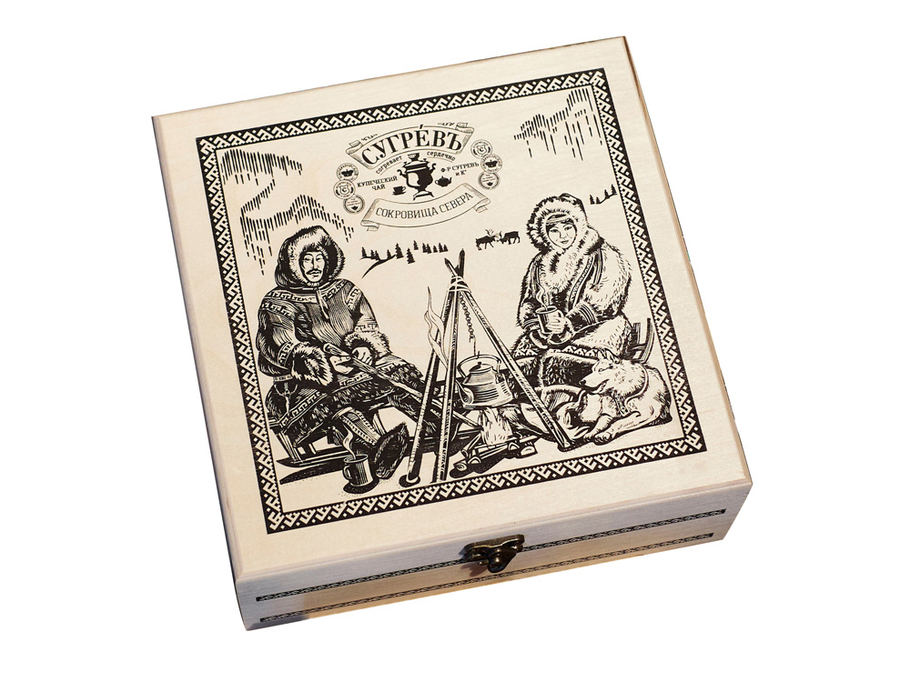 Подарочный набор c чаем «Сокровища Севера» в деревянной шкатулке