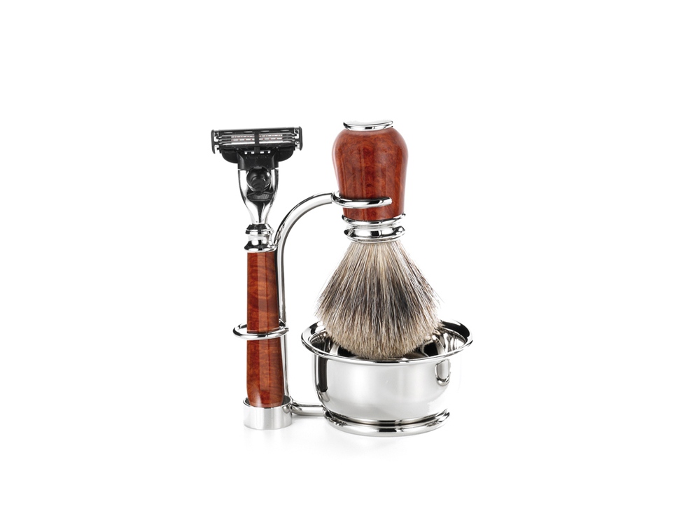 Бритвенный набор: станок, помазок, чаша, подставка